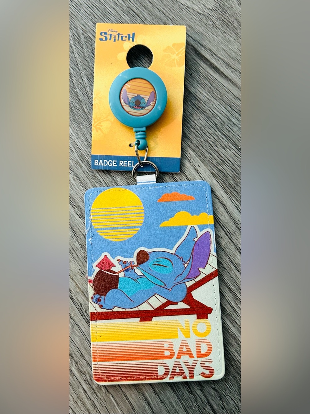 NWT Lilo & Stitch Blue Stitch Badge Reel Card Holder